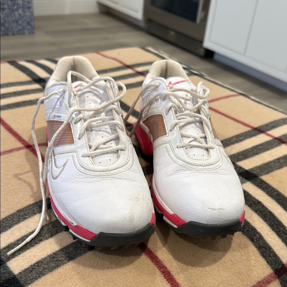 Nike White and Pink Golf Shoes
